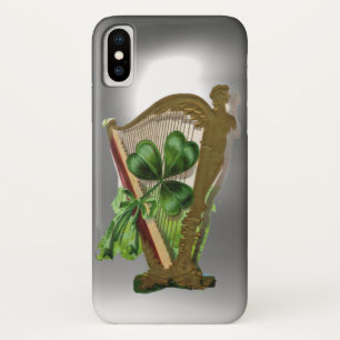 GREEN SHAMROCK IRISH HARP white Case-Mate iPhone Case