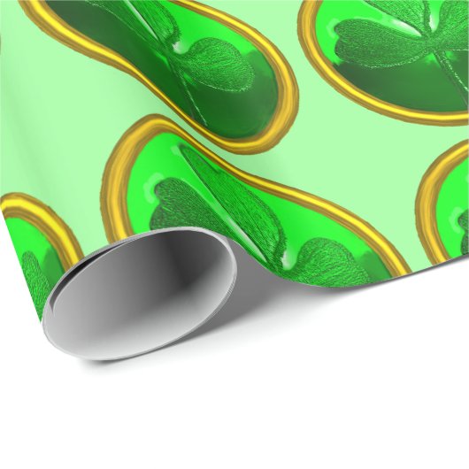 GREEN SHAMROCK JEWEL Saint Patrick's Day Cadeaupapier (Rol Hoek)