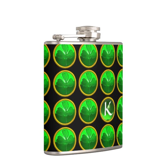 GREEN SHAMROCK JEWEL Saint Patrick's Day Monogram Heupfles (Rechts)