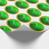 GREEN SHAMROCK JEWEL Saint Patrick's Day, White Cadeaupapier (Hoek)