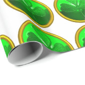GREEN SHAMROCK JEWEL Saint Patrick's Day, White Cadeaupapier (Rol Hoek)