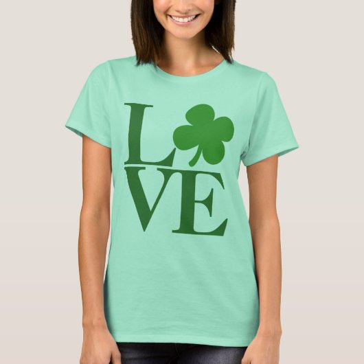 Green Shamrock Love St Patrick's Day Vrouwen T-shirt (Voorkant)
