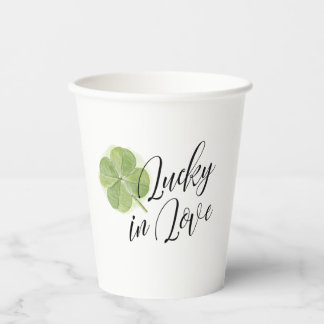 Green Shamrock Lucky in Love Bridal Shower Papieren Bekers