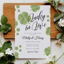 Green Shamrock Lucky in Love Couples Vrijgezellenf Kaart