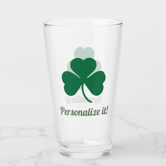 Green Shamrock met Jouw naam Glas (Achterkant)