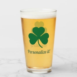 Green Shamrock met Jouw naam Glas