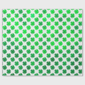 Green Shamrock Metallic Faux Four Leaf Clover Cadeaupapier (Vlak)