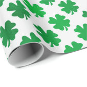 Green Shamrock Metallic Faux Four Leaf Clover Cadeaupapier (Rol Hoek)