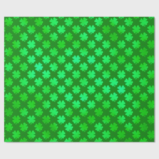 Green Shamrock Metallic Faux Four Leaf Clover Cadeaupapier (Vlak)