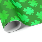 Green Shamrock Metallic Faux Four Leaf Clover Cadeaupapier (Rol Hoek)
