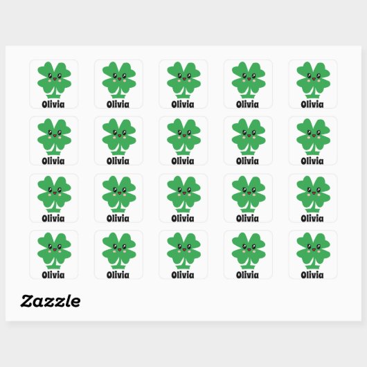 Green Shamrock Name Sticker (Vel)