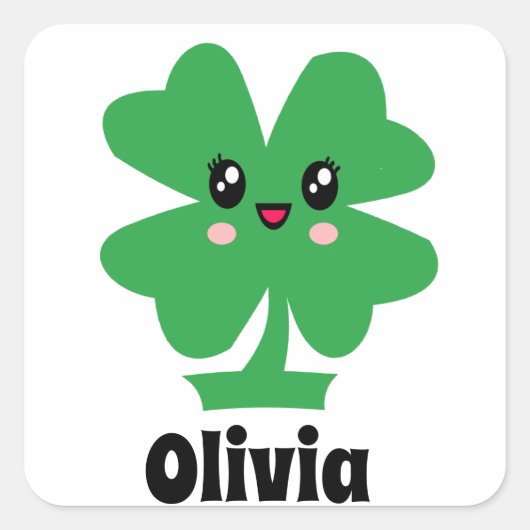 Green Shamrock Name Sticker (Voorkant)
