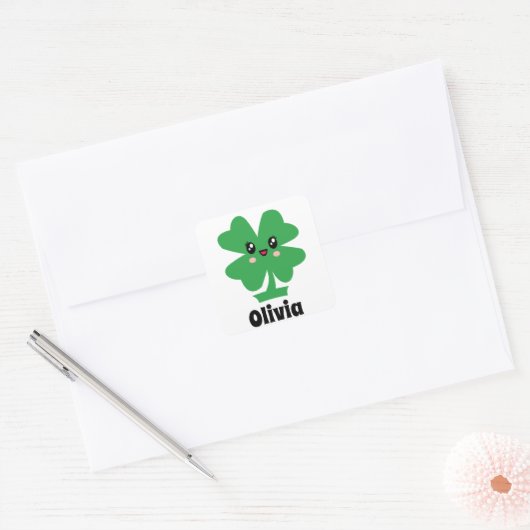 Green Shamrock Name Sticker (Envelop)