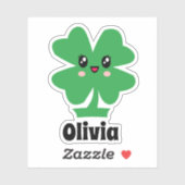 Green Shamrock Name Sticker (Vel)