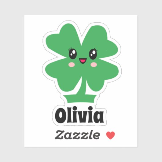 Green Shamrock Name Sticker (Vel)
