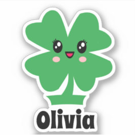 Green Shamrock Name Sticker