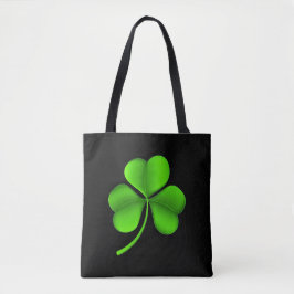 Green Shamrock op Black Street Tote Bag