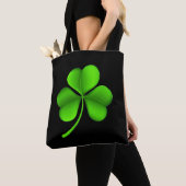 Green Shamrock op Black Street Tote Bag (Dichtbij)