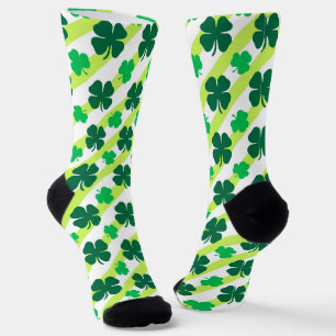 Green Shamrock op Stripes Pattern-Sokken Sokken