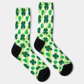 Green Shamrock op Stripes Pattern-Sokken Sokken (Rechts)