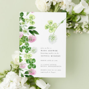 Green Shamrock Paarse klaver Iers Baby shower Kaart