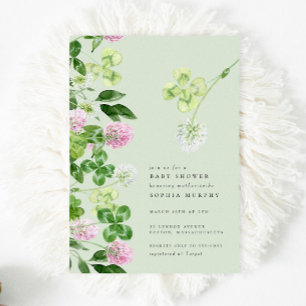 Green Shamrock Paarse klaver Iers Baby shower Kaart