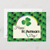 Green Shamrock Pattern, Happy St. Patrick's Day Briefkaart (Voorkant / Achterkant)
