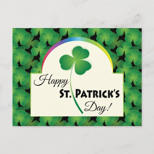 Green Shamrock Pattern, Happy St. Patrick's Day Briefkaart (Voorkant)