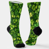 Green Shamrock Pattern on Black Socks Sokken (Gebogen)