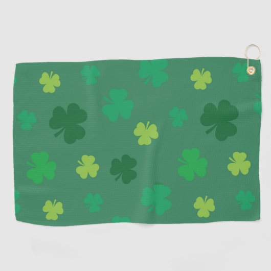 Green Shamrock Pattern St Patricks Day Golfhanddoek (Horizontaal)