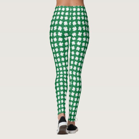 Green Shamrock Pattern St. Patrick's Day Leggings (Achterkant)