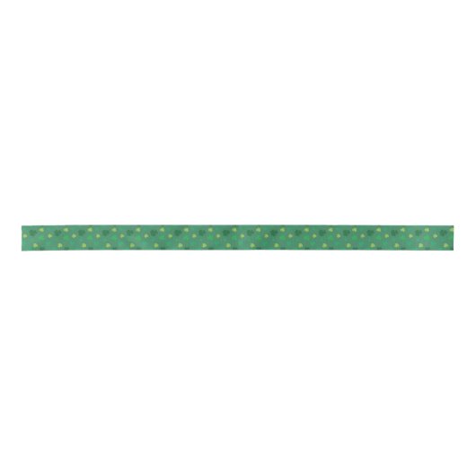 Green Shamrock Pattern St Patricks Day Satijnen Lint (Voorkant)