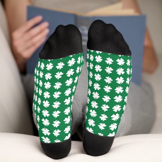 Green Shamrock Pattern St. Patrick's Day Sokken (Onderkant)