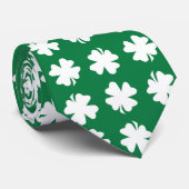 Green Shamrock Pattern St. Patrick's Day Stropdas (Opgerold)