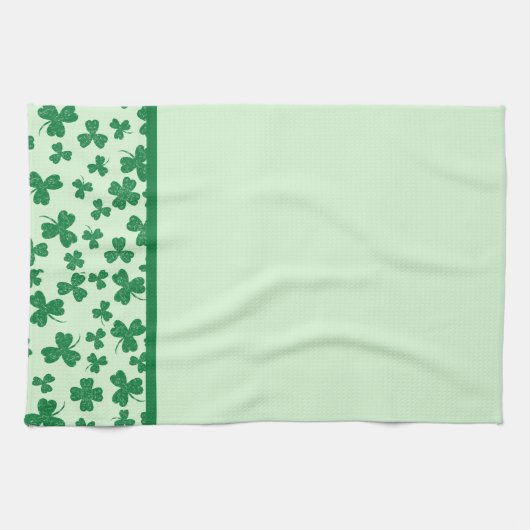 Green Shamrock Pattern St. Patrick's Day Theedoek (Horizontaal)
