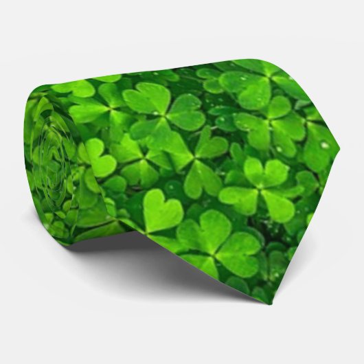 Green Shamrock Pattern Stropdas (Opgerold)