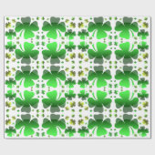 Green Shamrock Pattern White Cadeaupapier (Vlak)