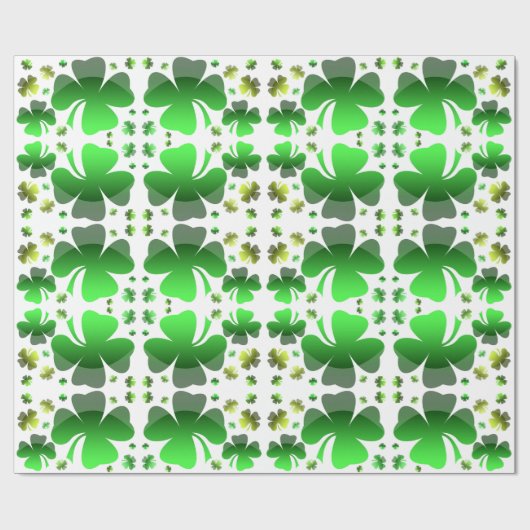 Green Shamrock Pattern White Cadeaupapier (Vlak)