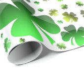 Green Shamrock Pattern White Cadeaupapier (Rol Hoek)