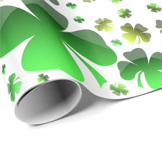 Green Shamrock Pattern White Cadeaupapier (Rol Hoek)