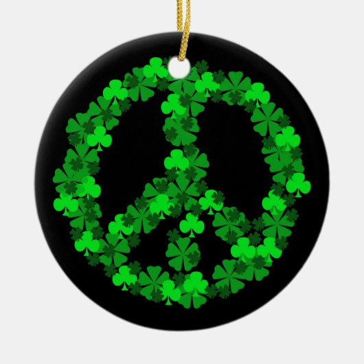 Green Shamrock Peace Sign Ornament (Voorkant)