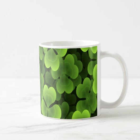 Green Shamrock Plant Pattern Koffiemok (Rechts)