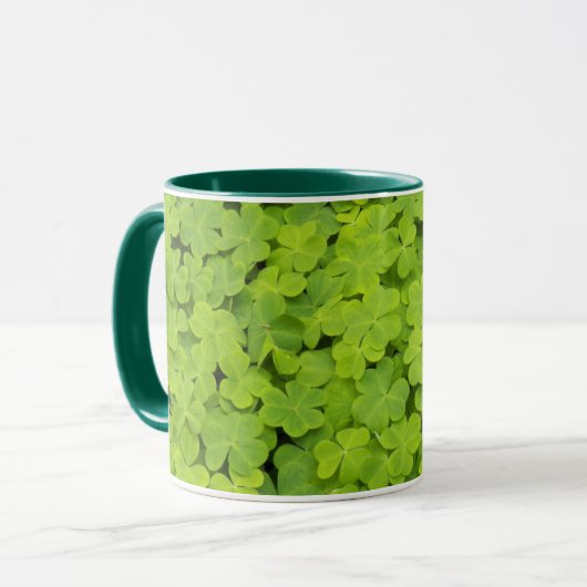 Green Shamrock Planten Floral Mok (Voorkant links)