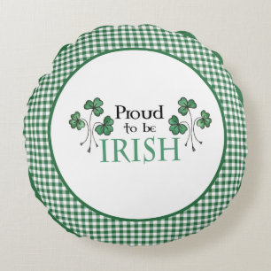 Green Shamrock Proud als Irish Round Pillow Rond Kussen