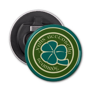 Green Shamrock Saint Patrick's Day Floral Art Button Flesopener