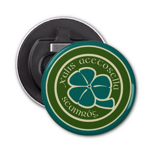 Green Shamrock Saint Patrick's Day Floral Art Button Flesopener (Voorkant)