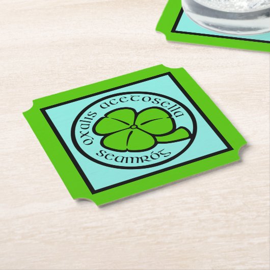Green Shamrock Saint Patrick's Day Floral Art Kartonnen Onderzetters (Gekanteld)