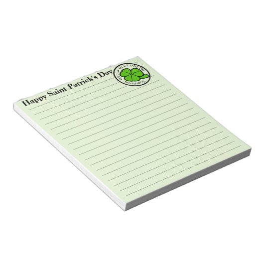 Green Shamrock Saint Patrick's Day Floral Art Note Notitieblok (Schuin)