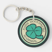 Green Shamrock Saint Patrick's Day Floral Art Sleutelhanger (Voorkant)