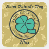 Green Shamrock Saint Patrick's Day Floral Art Vierkante Sticker (Voorkant)